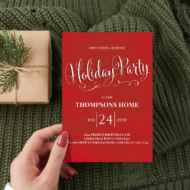 ホリデーパーティー書道スクリプトシンプル 招待状