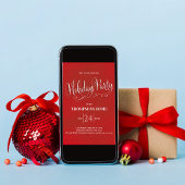 ホリデーパーティー書道スクリプトシンプル 招待状