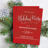 ホリデーパーティー書道スクリプトシンプル 招待状