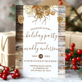 ホリデーパーティー素朴カントリーウッドパインコーン 招待状