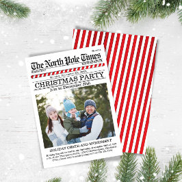 ホリデーパーティー赤と白新聞 招待状