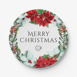 ホリデーパーティー追加ロゴ企業のクリスマスパーティー ペーパープレート