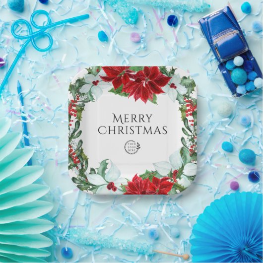 ホリデーパーティー追加ロゴ企業のクリスマスパーティー ペーパープレート (パーティー)