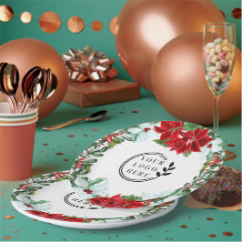 ホリデーパーティー追加ロゴ企業のクリスマスパーティー ペーパープレート