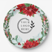 ホリデーパーティー追加ロゴ企業のクリスマスパーティー ペーパープレート (正面)