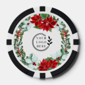 ホリデーパーティー追加ロゴ企業のクリスマスパーティー ポーカーチップ (正面)