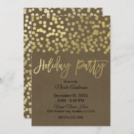 ホリデーパーティー金ゴールドモダンスクリプトシ素朴ック 招待状