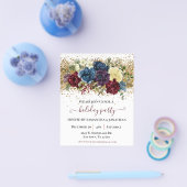 ホリデーパーティー金ゴールド紙吹雪冬フローラ チラシ (シングル)