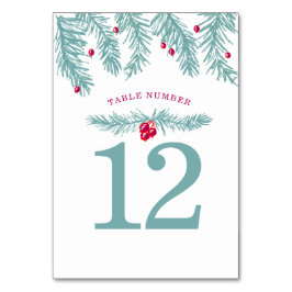 ホリデーパーティー青いモミ赤いベリークリスマス テーブルナンバー