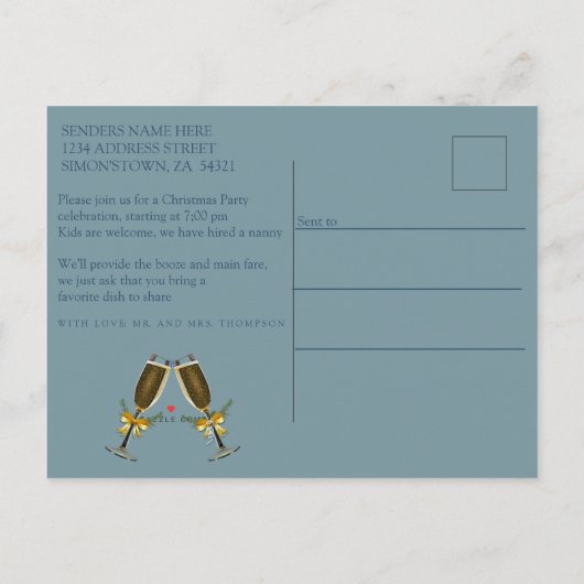 ホリデーパーティー インビテーションポストカード (裏面)