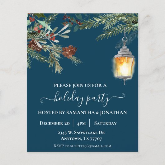 ホリデーパーティー　クリスマス　ウィンター　松の木のドロップ　フライヤー チラシ (正面)