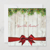 ホリデーパーティー | ツリーモダン、ライト、および赤リボン 招待状 (裏面)