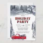 ホリデーパーティー、フォレストとヴィンテージトラック、プレイド 招待状 (正面)