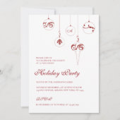 ホリデーパーティー モノグラム ビーズ オーナメント ベリーレッド 招待状 (正面)