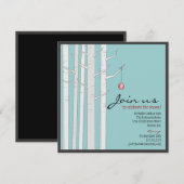 ホリデーパーティー　白樺の木と赤いオーナメントの招待状 招待状 (正面/裏面)