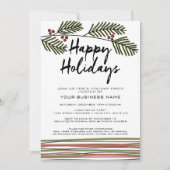 ホリデーパーティー 遊び心のある松の枝 招待状 (正面)