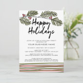 ホリデーパーティー 遊び心のある松の枝 招待状 (スタンド正面)