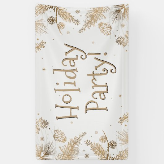ホリデーパーティー、金ゴールドぶら下がった、 横断幕 (縦)