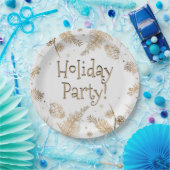 ホリデーパーティー、金ゴールドパイン・コーム、 ペーパープレート (パーティー)