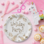 ホリデーパーティー、金ゴールドパイン・コーム、 ペーパープレート (パーティー)