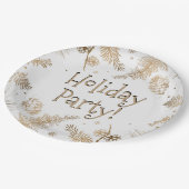 ホリデーパーティー、金ゴールドパイン・コーム、 ペーパープレート (アングル)