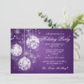 ホリデーパーティ招待状きらめくボーブルズパープル 招待状 (スタンド正面)