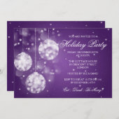 ホリデーパーティ招待状きらめくボーブルズパープル 招待状 (正面/裏面)