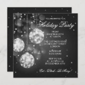 ホリデーパーティ招待状きらめくボーブルブラック 招待状 (正面/裏面)
