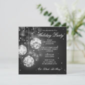 ホリデーパーティ招待状きらめくボーブルブラック 招待状 (スタンド正面)