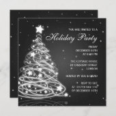 ホリデーパーティ招待状クリスマスツリーブラック 招待状 (正面/裏面)
