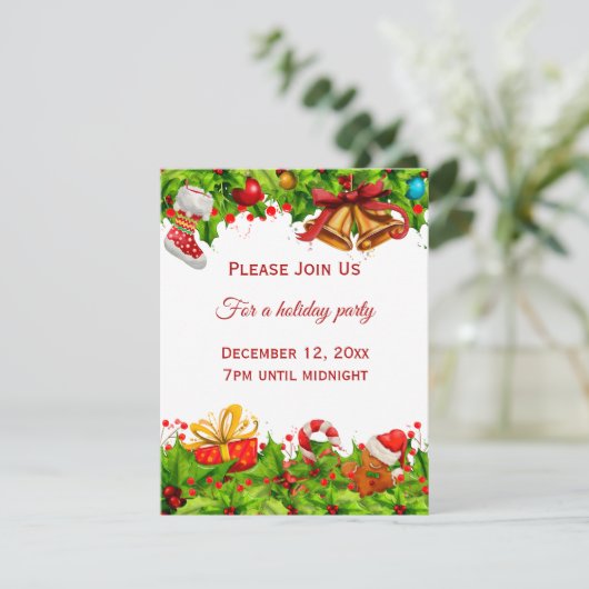 ホリデーパーティ招待状ビジネスまたはパーソナル 招待状 (スタンド正面)
