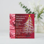 ホリデーパーティ招待状ルビーレッドクリスマスツリー 招待状 (スタンド正面)