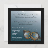 ホリデーパーティ招待状-ティール(緑がかった色)&金ゴールドオーナメント 招待状 (裏面)