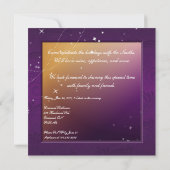 ホリデーパーティ招待状-パープル&金ゴールドオーナメント 招待状 (裏面)