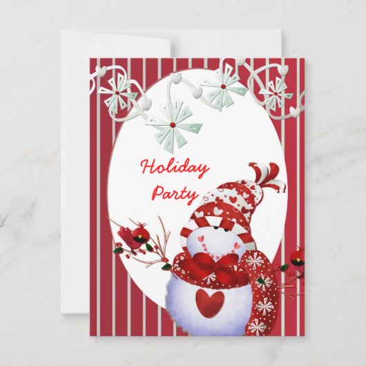 ホリデーパーティ雪だるまテンプレート招待状 招待状 (正面)