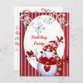 ホリデーパーティ雪だるまテンプレート招待状 招待状 (正面/裏面)