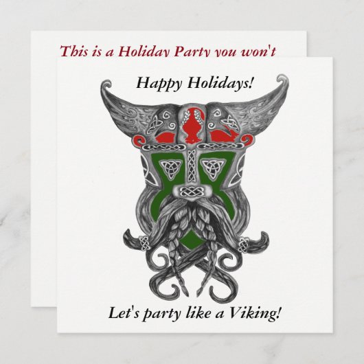 ホリデーパーティ-パーティーのようなバイキング 招待状 (正面/裏面)