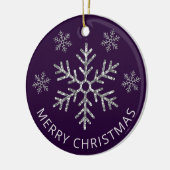 ホリデーパープルシルバーグリッタークリスマススノーフレーク セラミックオーナメント (左)