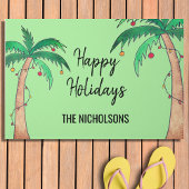 ホリデーパームツリーズパーソナライズされた ドアマット