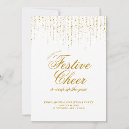 ホリデーパ企業のーティフェスティバル応援ホワイト金ゴールド 招待状