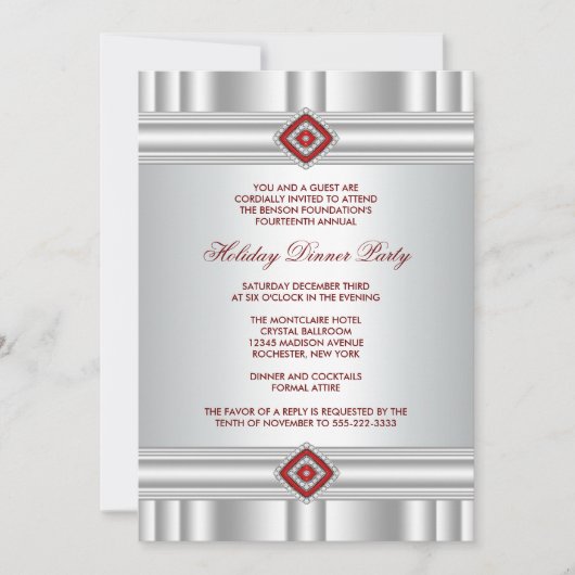 ホリデーパ企業のーティー招待状レッド 招待状 (正面)