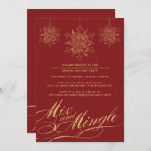 ホリデーパ企業のーティー – ミックス&ミングルオーナメント 招待状 (正面/裏面)