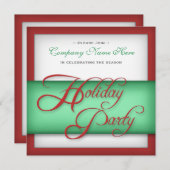 ホリデーパ企業のーティ – レッド&グリーン招待状 招待状 (正面/裏面)