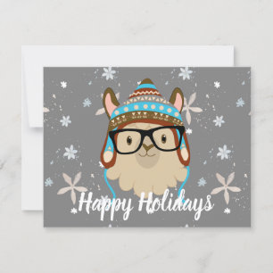 ホリデーヒップスターラマクリスマスカード