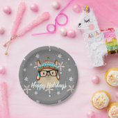 ホリデーヒップスターラマ ペーパープレート (パーティー)