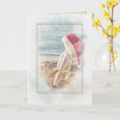 ホリデーヒトデとメッセージボトル カード (黄色い花)