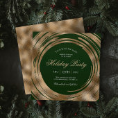 ホリデービジネスオフィスパーティーグリーン&金ゴールドグリッター 招待状
