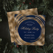 ホリデービジネスオフィスパーティーネイビー&金ゴールドグリッター 招待状