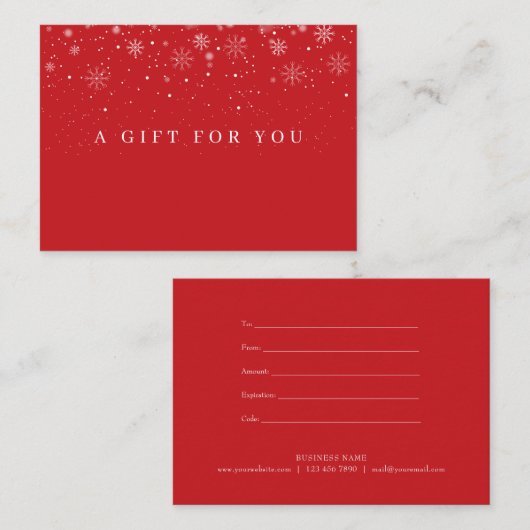 ホリデービジネススノーフレークギフト券 割引カード (正面/裏面)