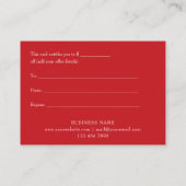 ホリデービジネススノーフレークギフト券 割引カード (裏面)